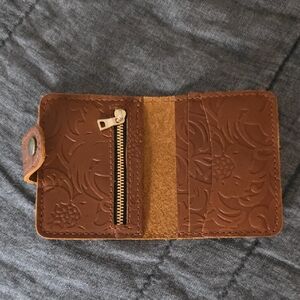 Portland Leather Embossed Wallet with Zipper Pocket